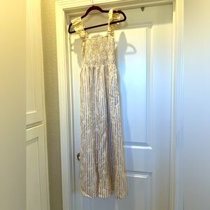 By Together Cream and White Striped Maxi Dress